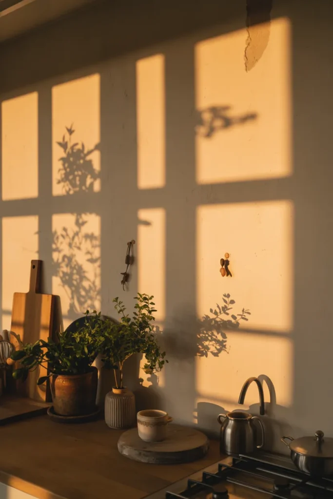 Bare Wall with Soft Shadow Movement from Nearby Elements