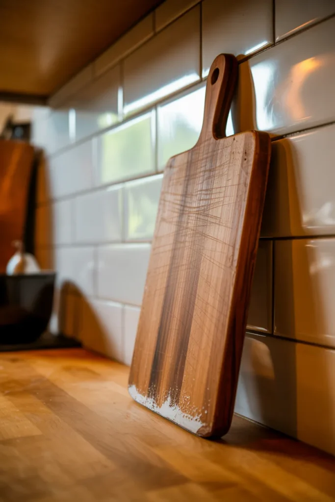 Leaned Wooden Board with Organic Surface Wear