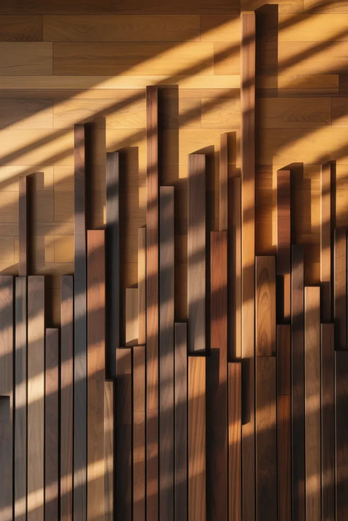 Asymmetrical Vertical Timber Slats with Concealed Joins