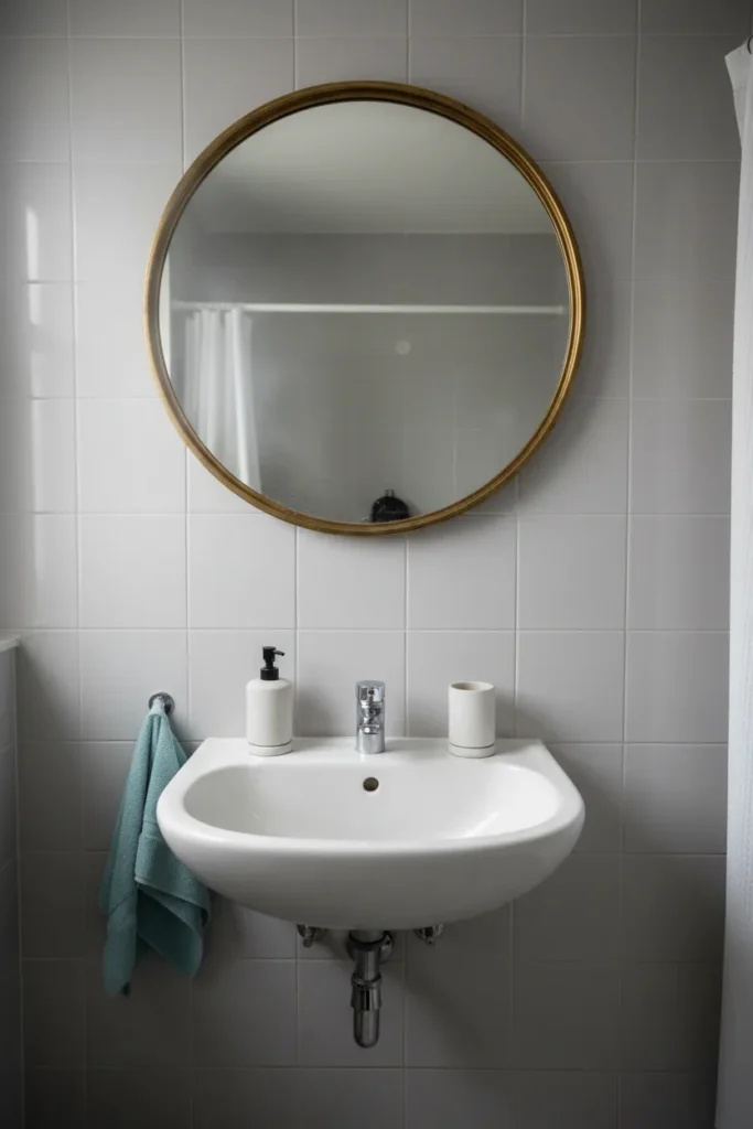 Oversized Porthole Mirror with Aged Brass Trim