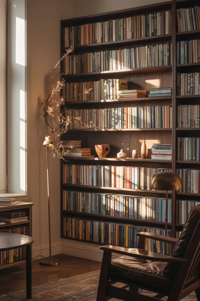 A Full-Height Bookcase Built Into or Placed Against the Wall